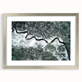 Textured abstract art print of Adirondacks with muted earth tones on a framed canvas, ideal for bedroom art.