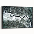 Black and white landscape art painting of Adirondacks on framed canvas, ideal for bedroom wall art.