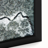 Extra large framed canvas featuring a textured depiction of the Adirondacks in black with colorful art accents.