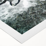 Art deco poster featuring the Adirondack landscape in muted green and blue tones on rolled canvas.