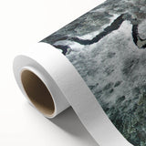 Art deco poster of Adirondacks scenery in muted green and blue tones on rolled canvas, suitable for nursery wall art.