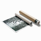 Extra large rolled print of Adirondacks scenery with vibrant green and blue tones, ideal for classy bathroom wall art.