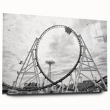 Acrylic print of Coney Island with muted blue and gray tones, ideal for bedroom or dining room art.