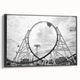 Black and white framed canvas of Coney Island landscape, ideal for bedroom wall decor.