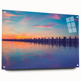 Large abstract wall art depicting Long Island, NY, in muted blue and green tones on acrylic glass.