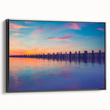 Black and white framed canvas of Long Island landscape, vintage poster style, ideal for bedroom decor.