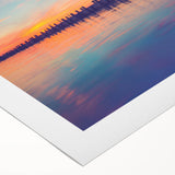 Art deco poster of Long Island scenery in muted blues and greens on rolled canvas, suitable for dining room wall art.