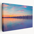 Large art print of Long Island scenery in muted green and blue tones on stretched canvas, ideal for kitchen wall art.