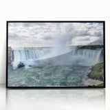 Large abstract wall art of Niagara Falls in muted blue and gray tones on framed acrylic, ideal for modern art wall decor.
