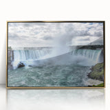 Framed acrylic print of Niagara Falls in muted blue and gray tones, suitable for modern art wall decor.