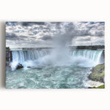 Black and white photograph of Niagara Falls on stretched canvas, suitable for kitchen wall art.