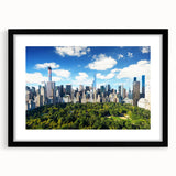 Extra large framed print of a colorful abstract Central Park scene in vibrant hues, ideal for living room decor.