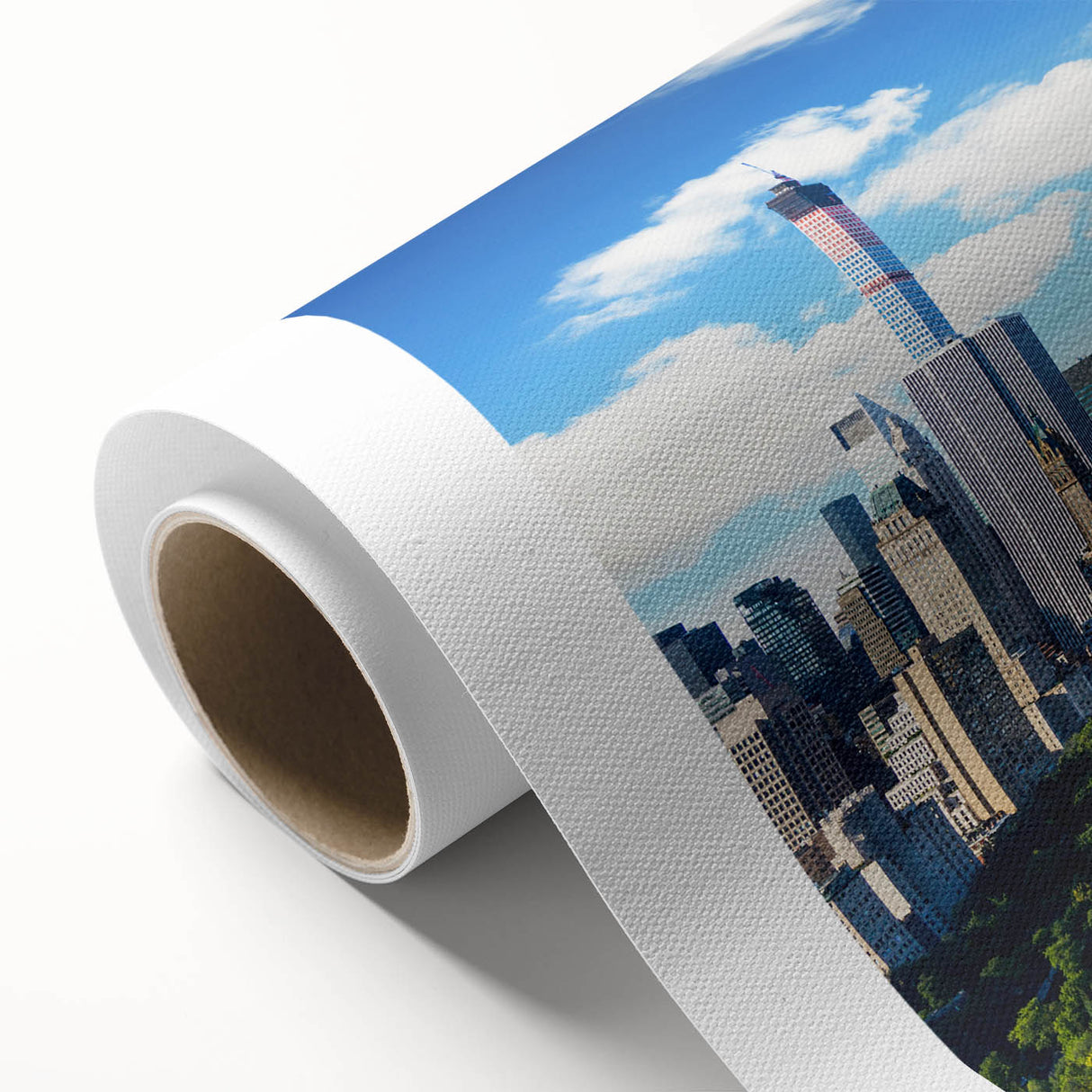 Art deco poster of Central Park with soft green and beige tones on rolled canvas, ideal for nursery wall art.