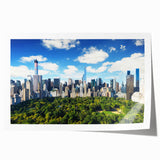 Extra large rolled print of Central Park with vibrant green tones and floral elements, ideal for art wall dining room.