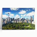 Black and white image of Central Park on a stretched canvas, large art suitable for kitchen or bedroom decor.