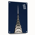 Acrylic print of the Chrysler Building in muted gray tones, ideal for modern bedroom or dining room decor.