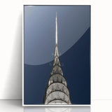 Art deco poster of the Chrysler Building in monochrome tones on a framed acrylic.