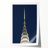 Extra large rolled print of the Chrysler Building in muted gray tones, ideal for art wall dining room.