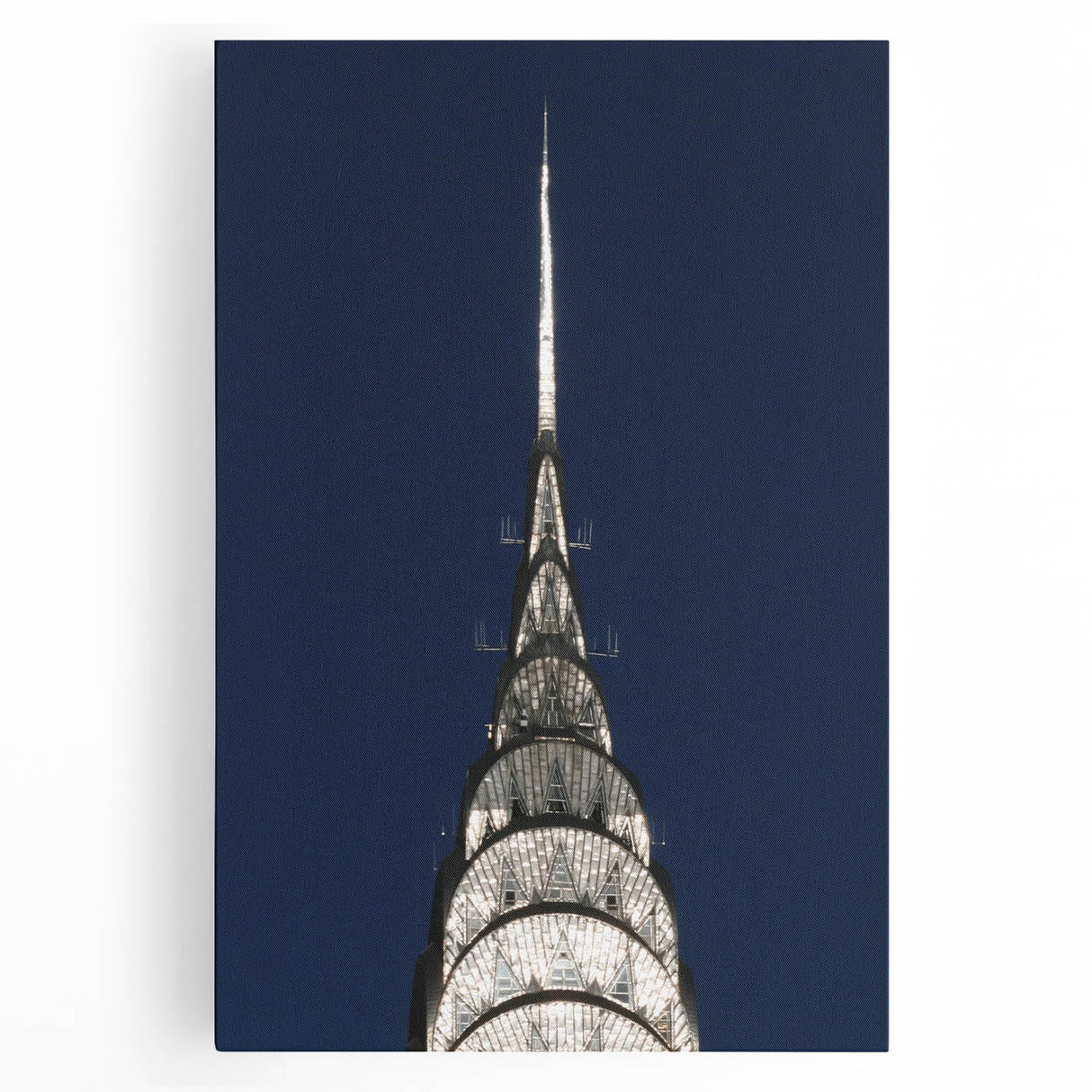 Black and white stretched canvas of the Chrysler Building, ideal for kitchen wall art or bedroom ambiance.