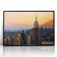Large abstract wall art of NYC's Empire State Building in black and white, acrylic print, framed.