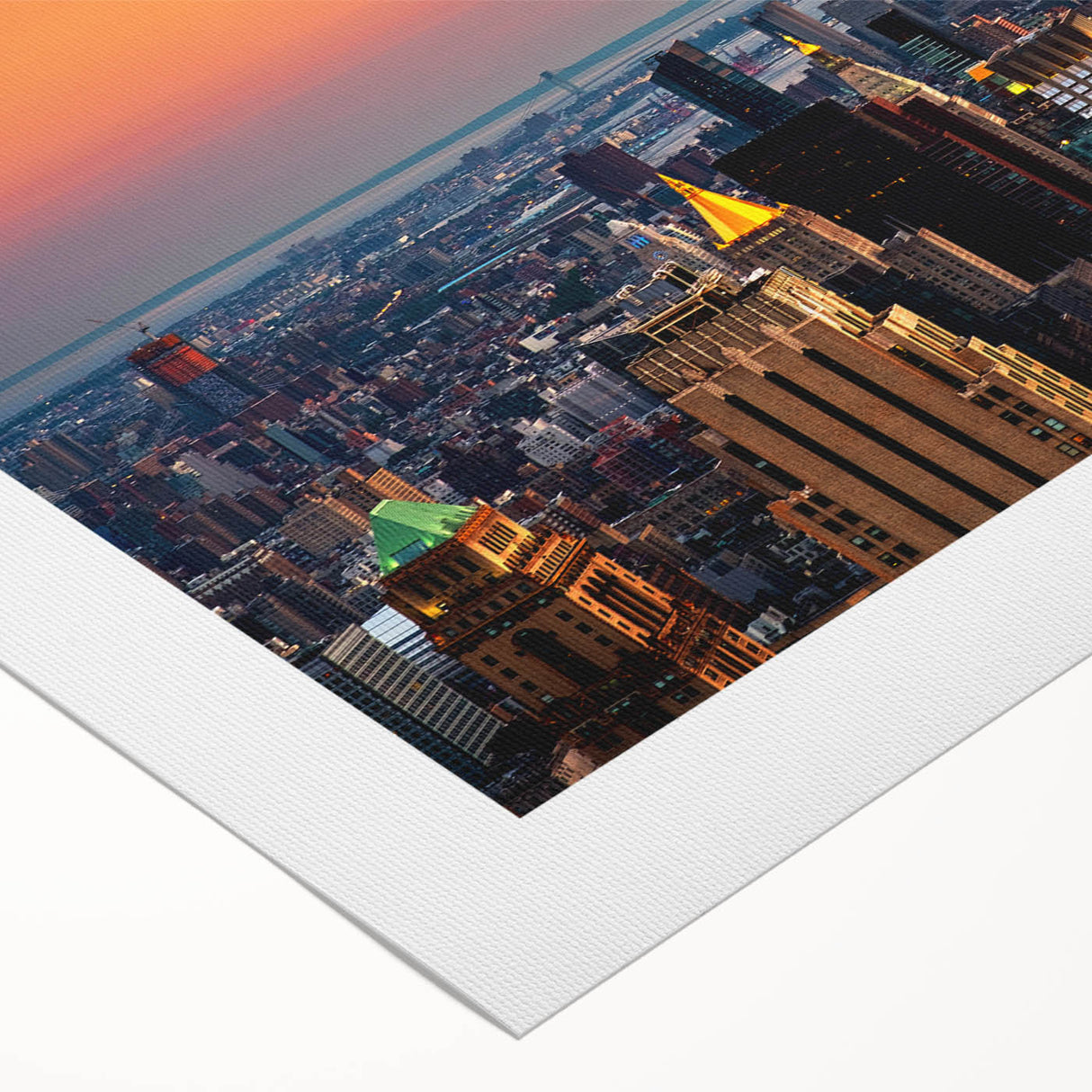 Art deco poster of the NYC Empire State Building in monochrome tones on rolled canvas, suitable for dining room wall art.