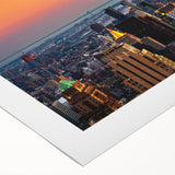 Art deco poster of the NYC Empire State Building in monochrome tones on rolled canvas, suitable for dining room wall art.