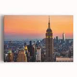 Black and white photo of NYC Empire State Building on stretched canvas, suitable for kitchen wall art.
