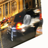 Large abstract wall art of NYC's Grand Central in muted gray and blue tones on acrylic, ideal for dining room art.