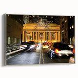 Framed canvas of vintage Grand Central Station in black and white, ideal for bedroom wall art.