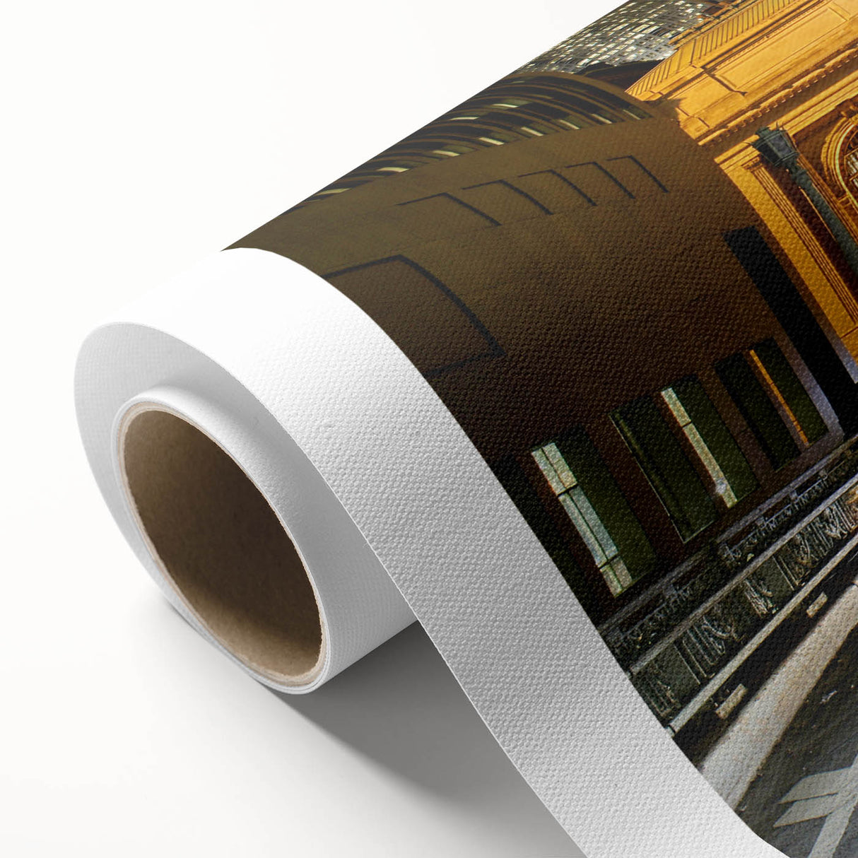 Art Deco style poster of NYC's Grand Central in muted colors on rolled canvas, ideal for nursery wall art.