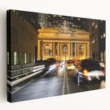 Large art print of Grand Central Station in muted gray tones on stretched canvas, suitable for kitchen wall art.