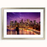 Textured abstract art print of Manhattan skyline in muted gray tones on a framed canvas, suitable for bedroom decor.