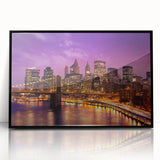 Large abstract wall art of Manhattan skyline in muted gray tones on framed acrylic, suitable for modern art wall decor.