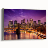 Framed canvas of a vintage-style Manhattan landscape with colorful art on black background, ideal for living room decor.