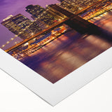 Art deco poster of Manhattan skyline in monochrome shades on rolled canvas, suitable for dining room wall art.