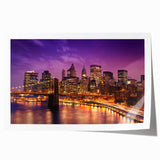 Extra large rolled print of Manhattan skyline with muted gray and blue tones, ideal for dining room wall art.