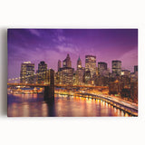 Black and white large art print of Manhattan skyline on stretched canvas, ideal for kitchen wall art.