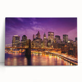 Black and white large art print of Manhattan skyline on stretched canvas, suitable for kitchen or bedroom wall decor.