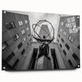 Acrylic glass print of the NYC Rockefeller view in muted urban tones, suitable for bedroom or dining room decor.