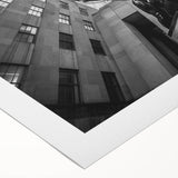 Art Deco poster of New York City skyline in monochrome, printed on rolled canvas, ideal for dining room wall art.