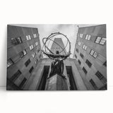 Black and white large art print of New York City skyline on stretched canvas, ideal for kitchen wall art.