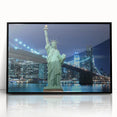 Acrylic print of the Statue of Liberty in art deco style with black frame, suitable for modern art wall decor.