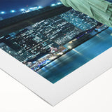 Art deco poster of the Statue of Liberty in monochrome tones on rolled canvas, suited for dining room wall art.