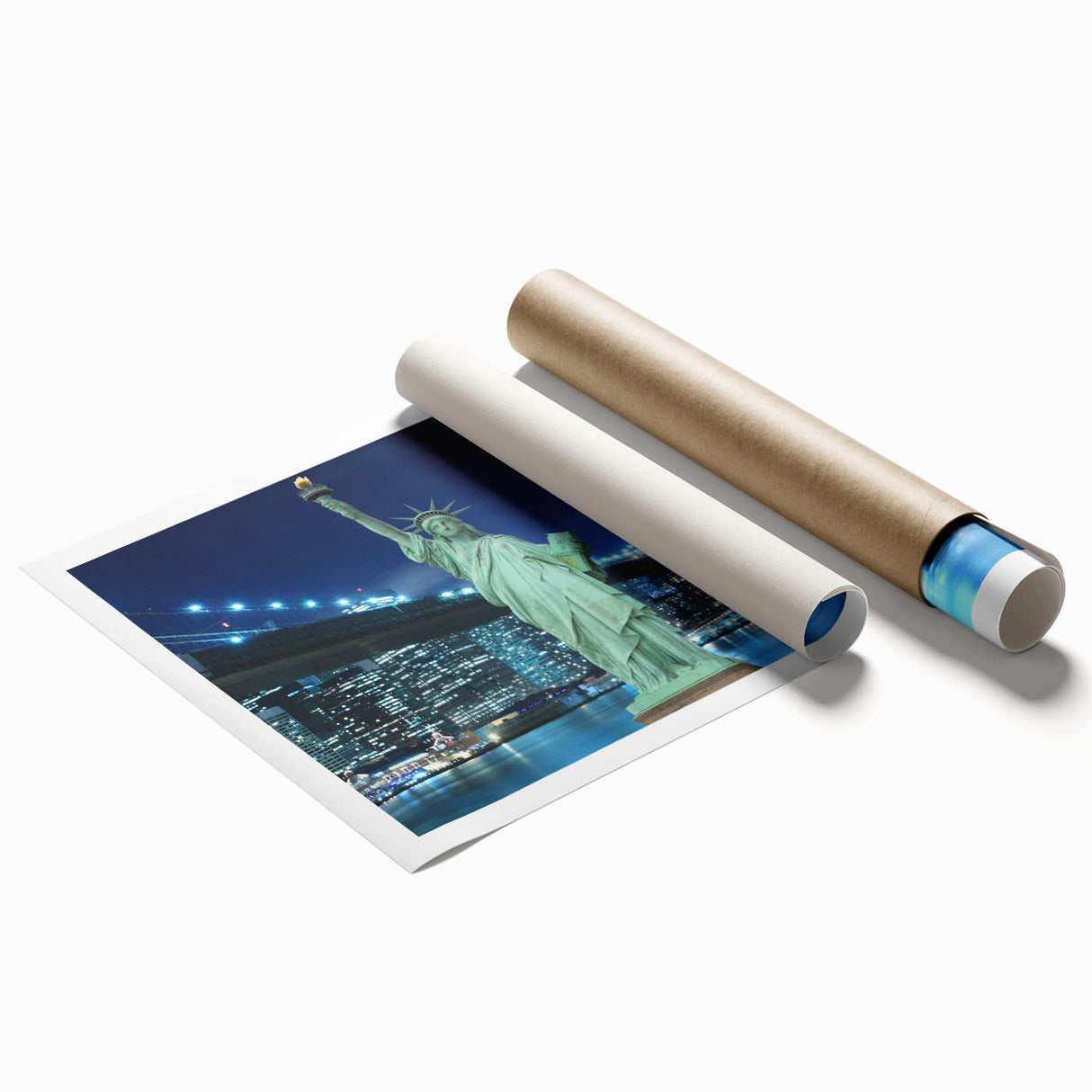 Extra large rolled print of the Statue of Liberty in pastel hues, ideal for classy bathroom wall art.