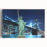 Black and white print of the Statue of Liberty on stretched canvas, ideal for kitchen wall art.