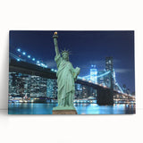 Black and white image of the Statue of Liberty on stretched canvas, suitable for kitchen wall art or bedroom decor.