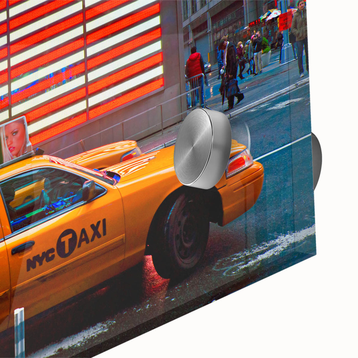 Acrylic print of New York City's Times Square in vibrant colors, ideal for bedroom or dining room art.