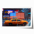 Times Square scene in vibrant colors on rolled print, suitable as art wall for dining room.