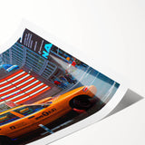 Extra large wall art of Times Square in vibrant colors on a rolled canvas, suitable for large living room decor.