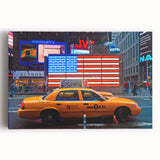 Black and white stretched canvas of Times Square, ideal for kitchen wall art.